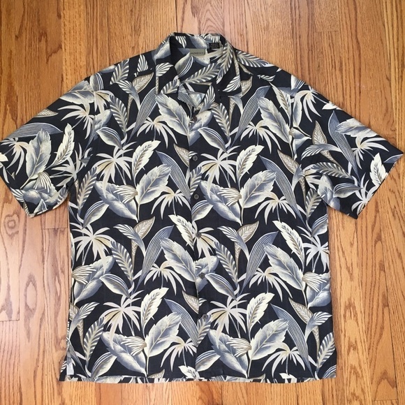 Axist Y2K Boho silk Hawaiian Tropical leaf print short sleeve button up shirt - Picture 13 of 15